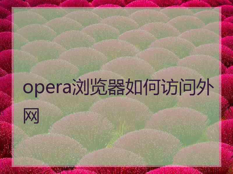 opera浏览器如何访问外网