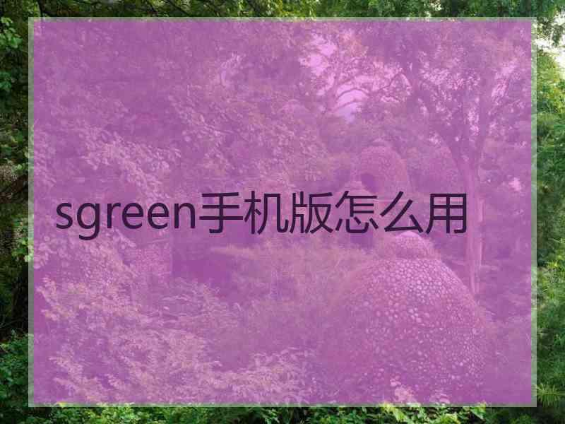 sgreen手机版怎么用