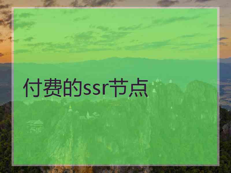 付费的ssr节点