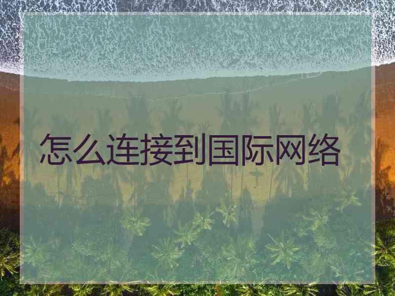 怎么连接到国际网络