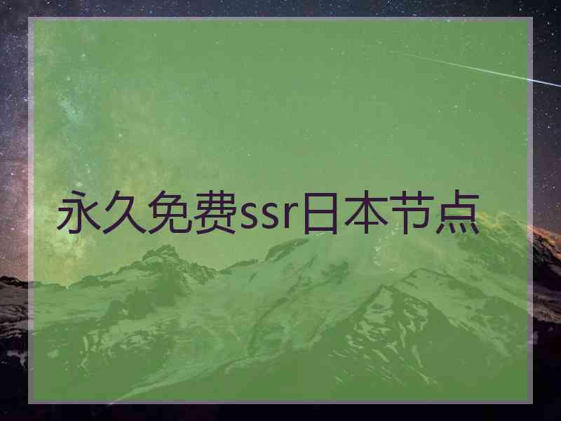 永久免费ssr日本节点