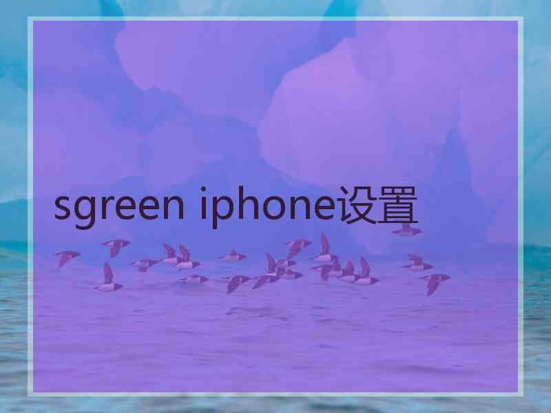 sgreen iphone设置