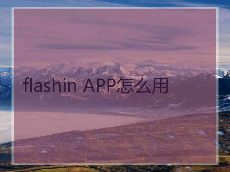 flashin APP怎么用